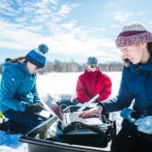 Students working in a lab.