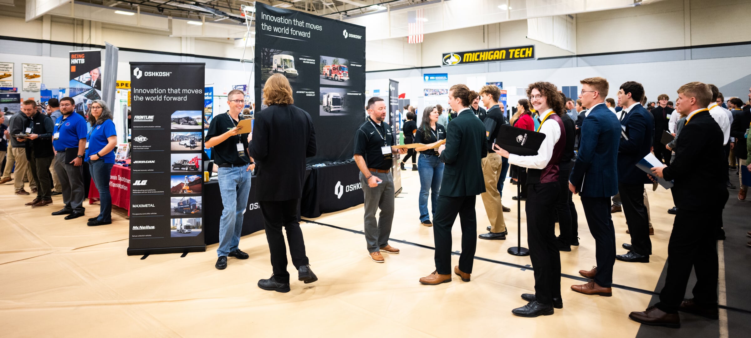 Students standing in line at Career Fair.