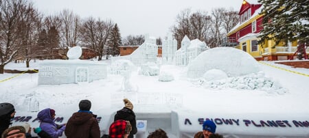 Spectators view Phi Kappa Tau's month-long statue