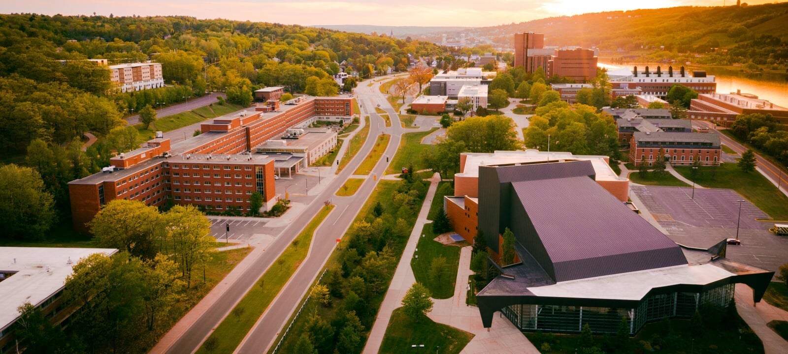 An aerial view of Michigan Tech's campus.