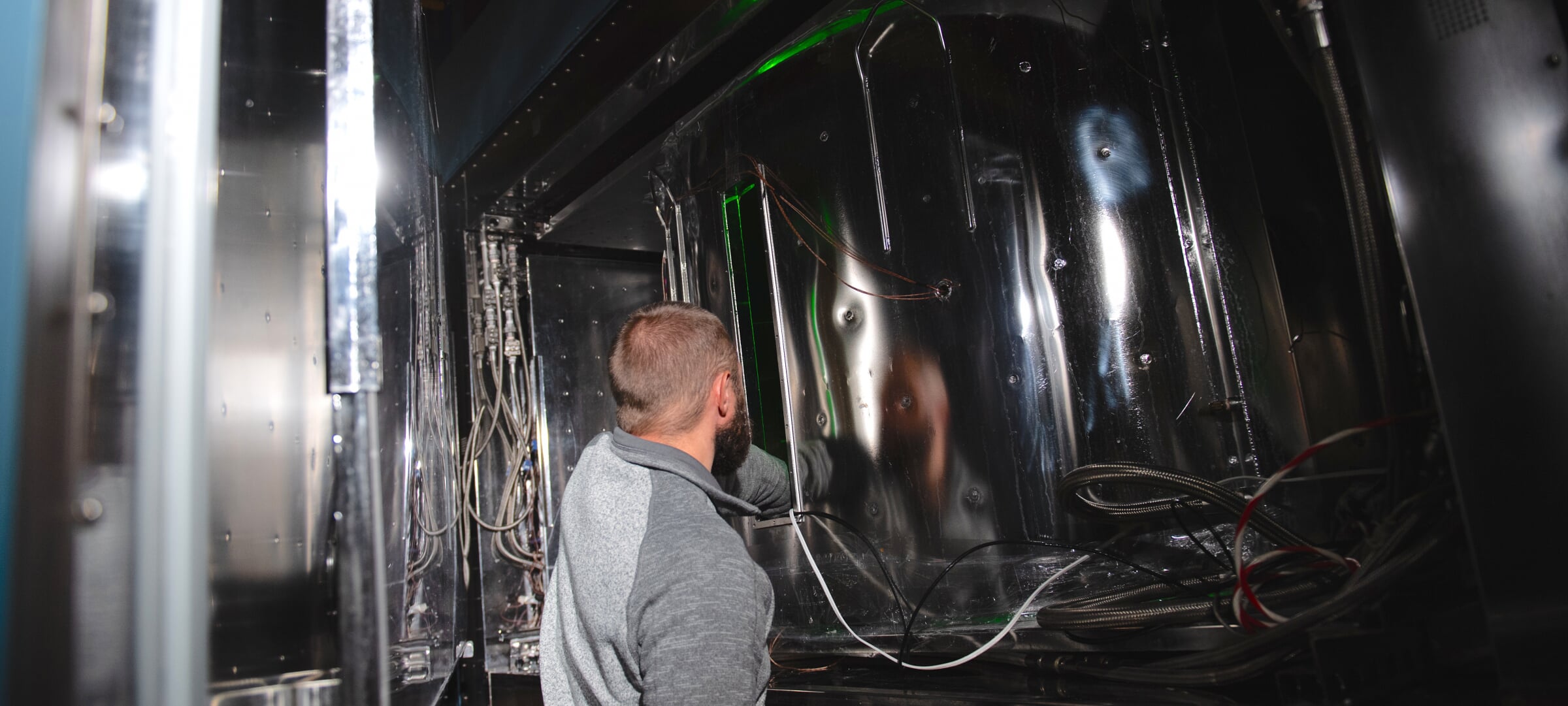 A grad student inside the Cloud Chamber.