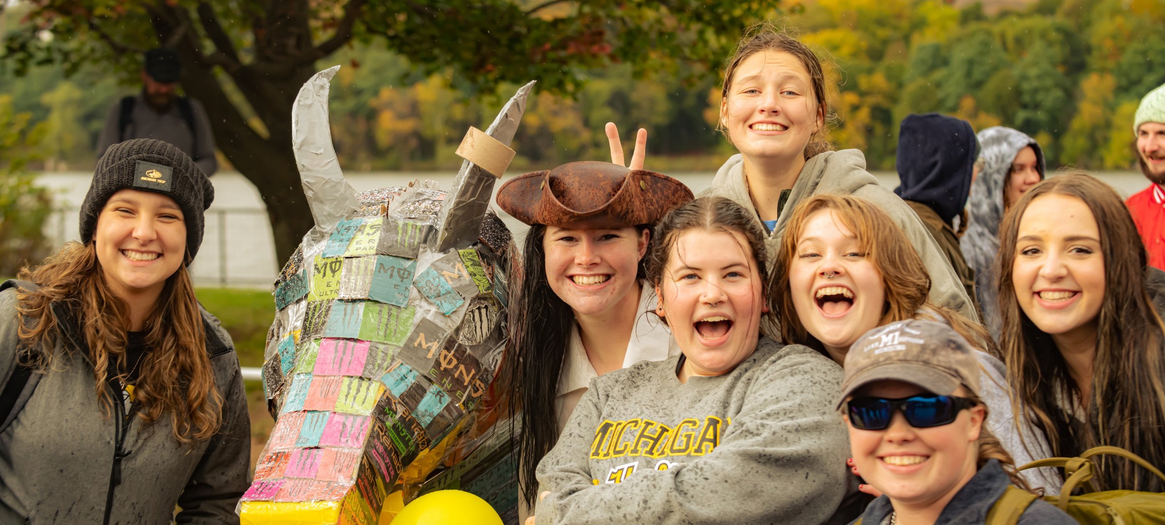 students at the cardboard boat regada race