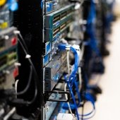 Closeup of a network storage rack