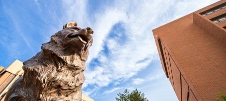 Husky Statue on Michigan Tech