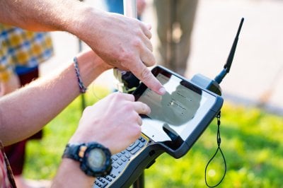 Using surveying equiptment outdoors