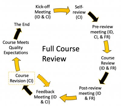 Flow diagram showing the 8 steps of the full review process