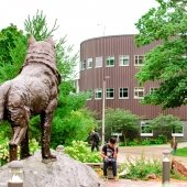 Rekhi Hall and Husky Statue