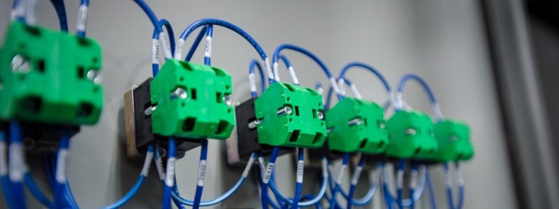 Row of electrical switches.