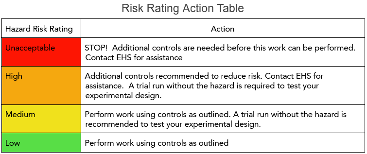 risk action table