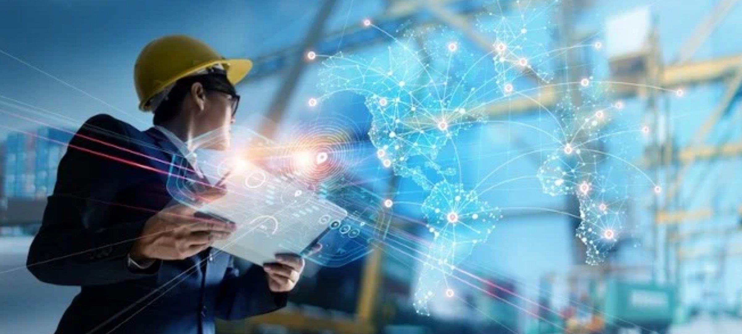 A creative illustration of a supply chain manager using applied statistics to work on a problem with the global supply chain.