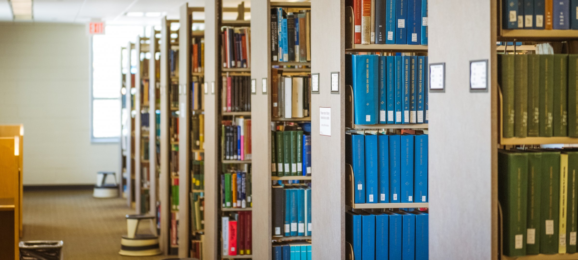 Interior library, many shelves of books