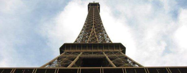 View of the Eiffel Tower looking up