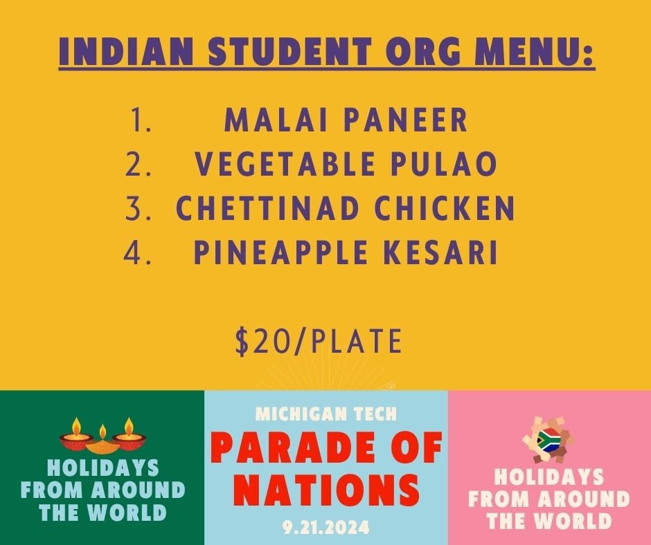 Indian Student Org Menu