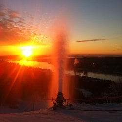 Snowmaking at sunrise