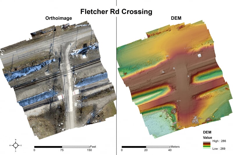 fletcher road rail crossing remote sensing imagery of a rail-road crossing
