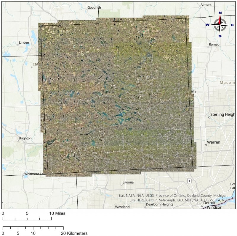 Four-band imagery of Oakland County, MI