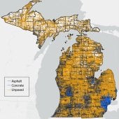 Map of Michigan showing road classifications