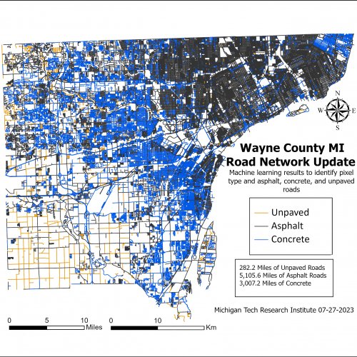 Map of Wayne County, MI showing road classifications