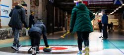 Students curling at the Calumet Drillhouse.