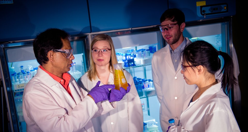Tarun Dam and Melanie Talaga won the 2016 Bhakta Rath Research Award for their glycoprotein research; Dam also won last year's outstanding graduate mentor award from the Graduate Student Government. Grad Main