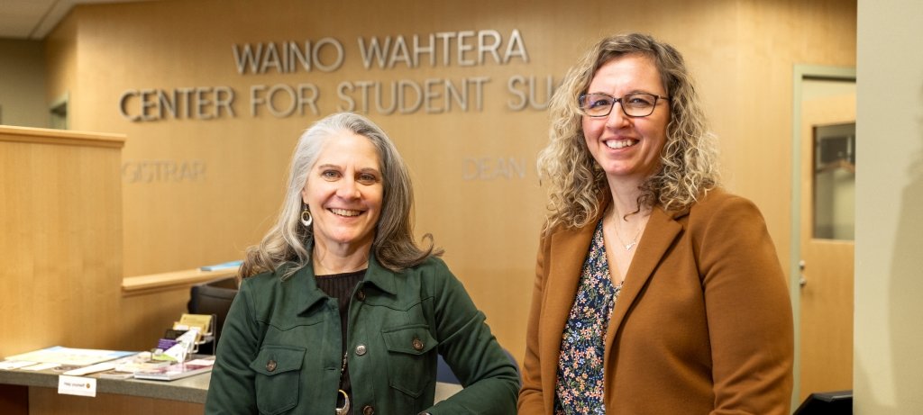 Laura Bulleit, vice president for student affairs, and Kellie Raffaelli, dean of students, have been helping Huskies for nearly a decade. Their new roles expand opportunities for student outreach and meaningful connections. Michigan Tech's vice president for student affairs and dean of students talk about their work in the Waino Wahtera Center for Student Success