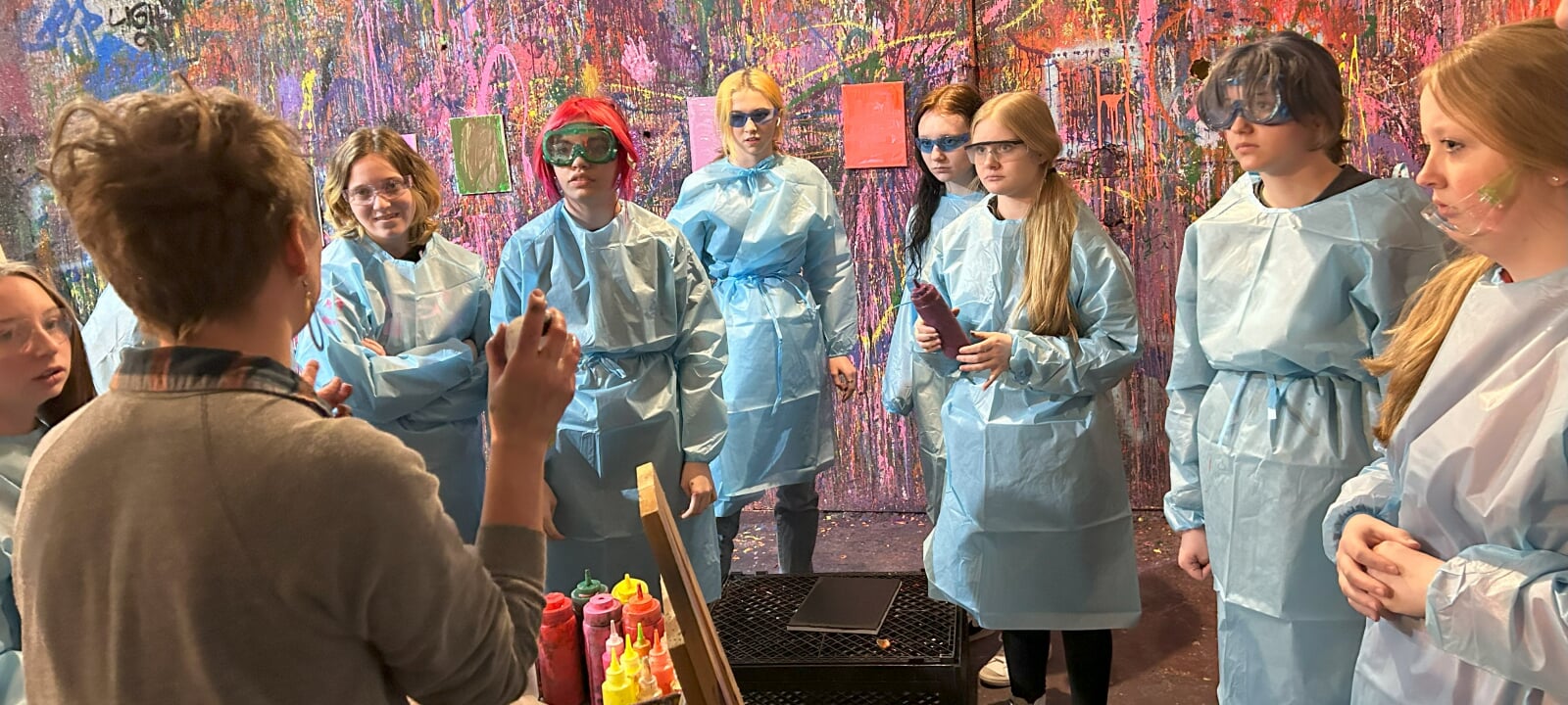 trio students in an art class