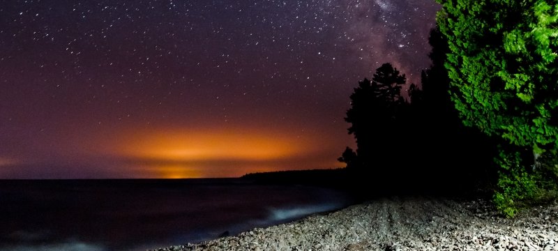 Lake Superior at Sunsent with the Milky Way