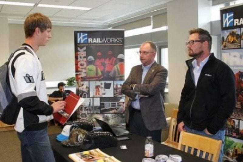 Student visiting a booth at MRC.