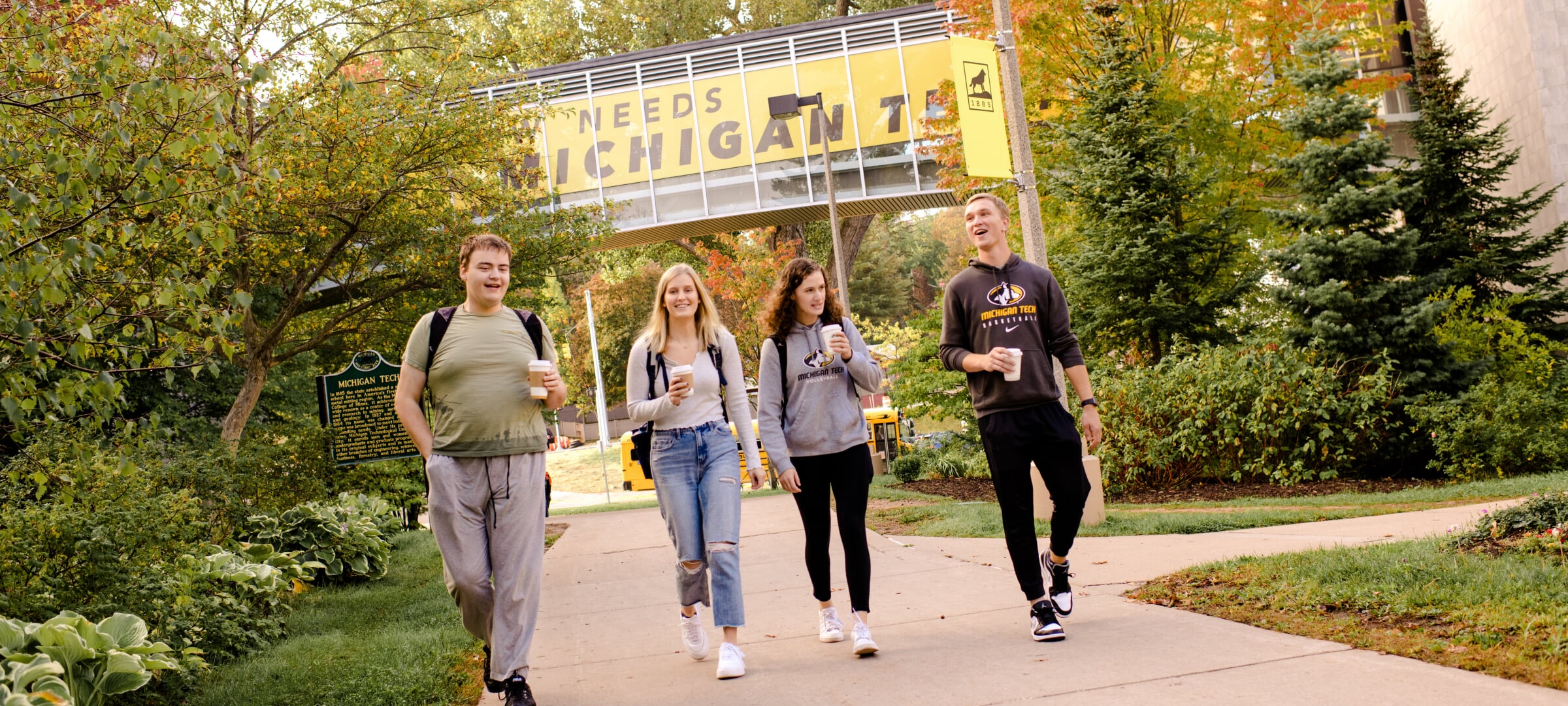 Students walking on campus