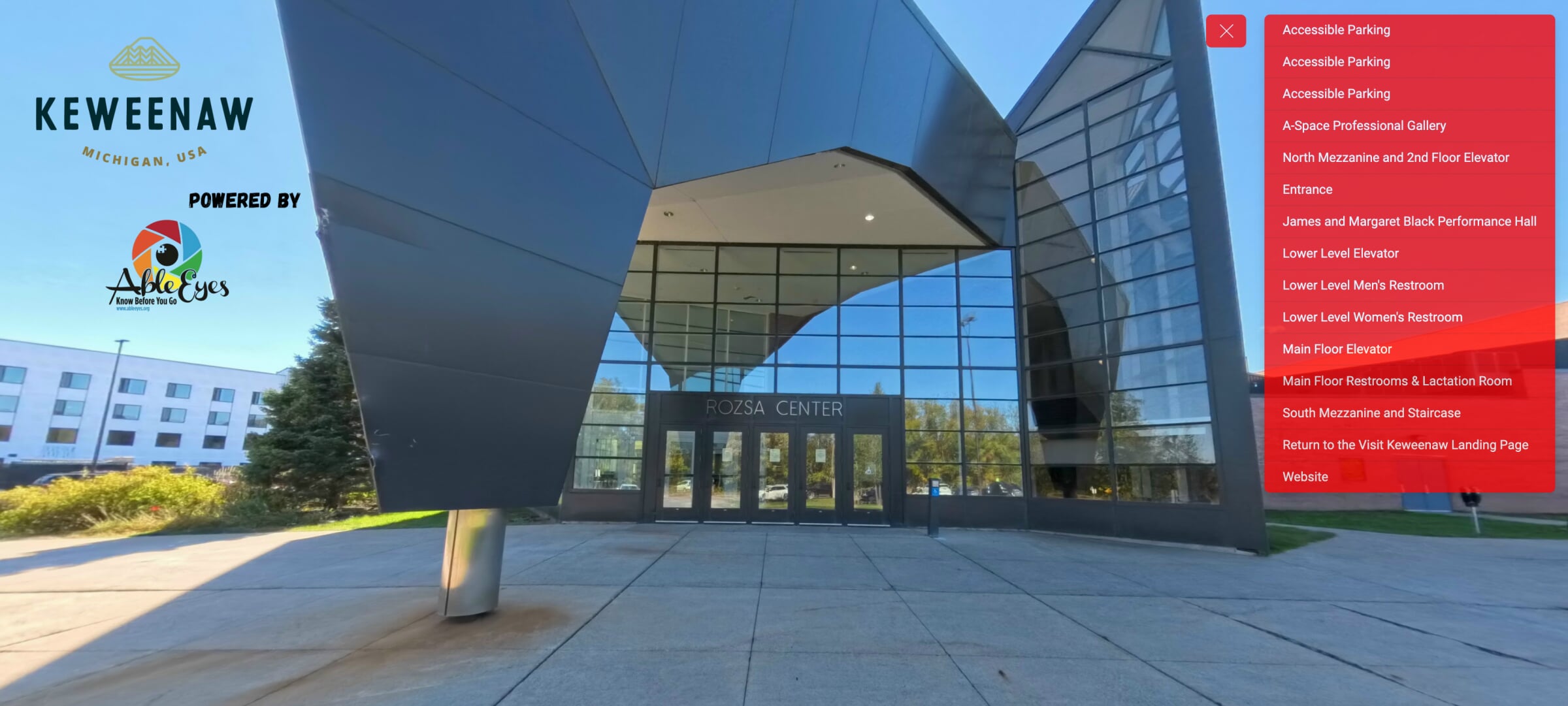 Rozsa Center Virtual Tour Powered by Able Eyes
