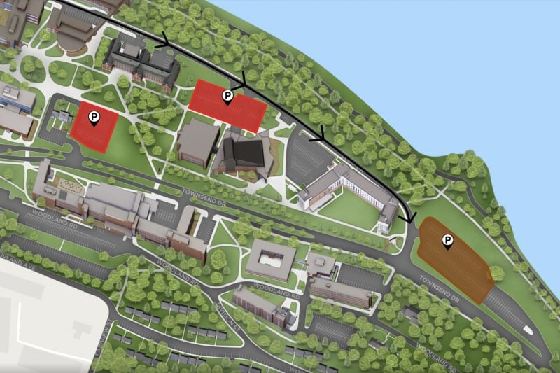 directions and parking for Rozsa Center parking