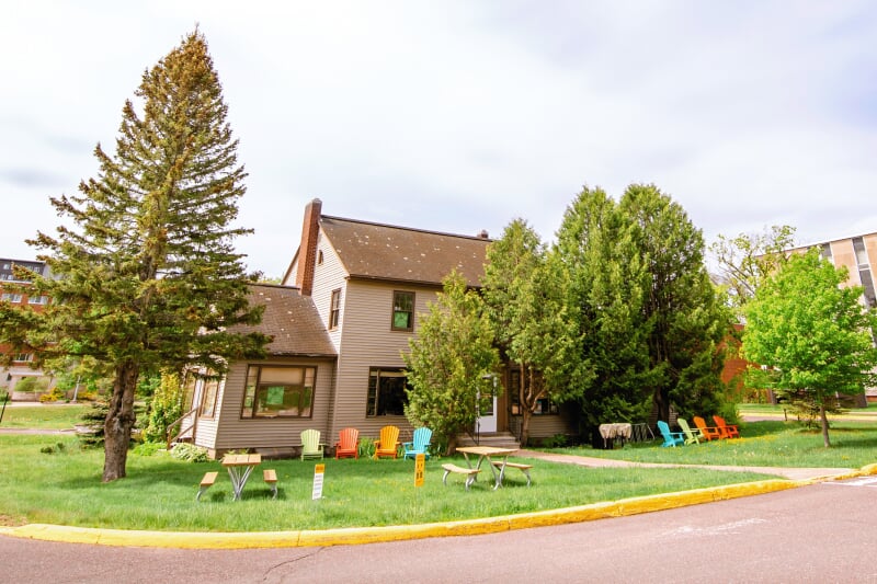 View of Hamar House at Michigan Tech in summer.