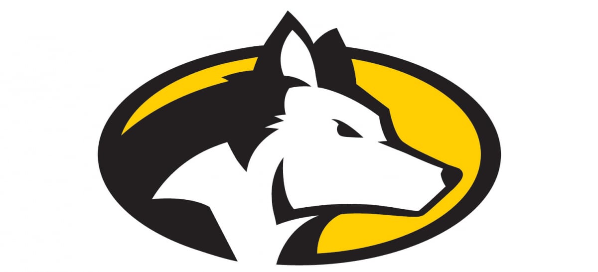 Oval husky head logo.