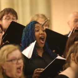 Students singing in choir